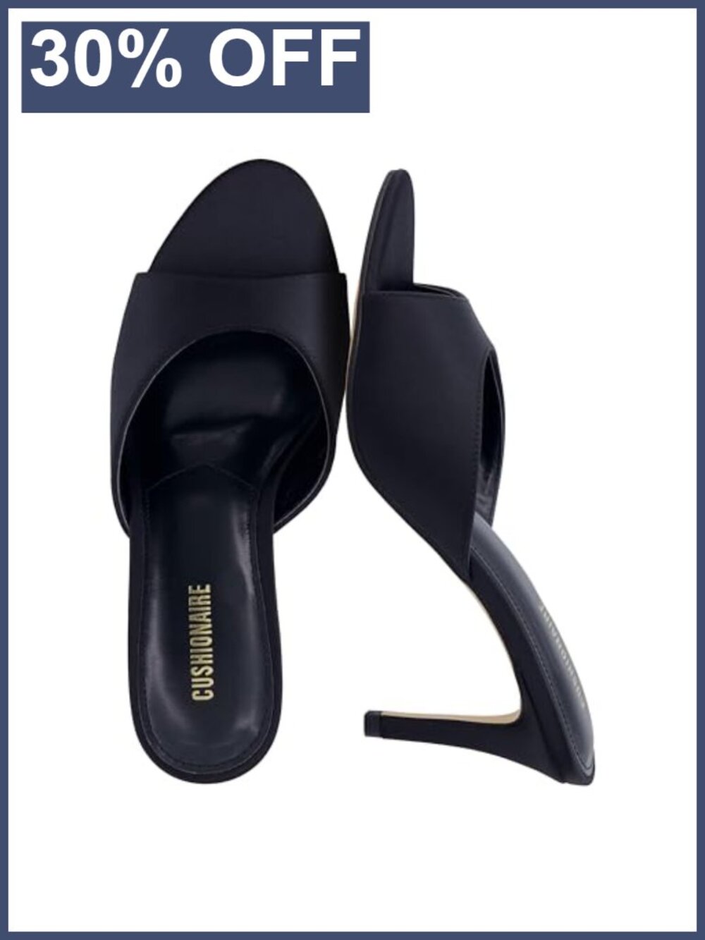 CUSHIONAIRE Elle Pointed Toe Heeled Mule Sandal Stiletto Kitten Heel Slip On